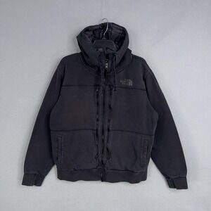 The North Face Hoodie Mens Large Black Full Zip Fleece Lined Carry Straps Jacket